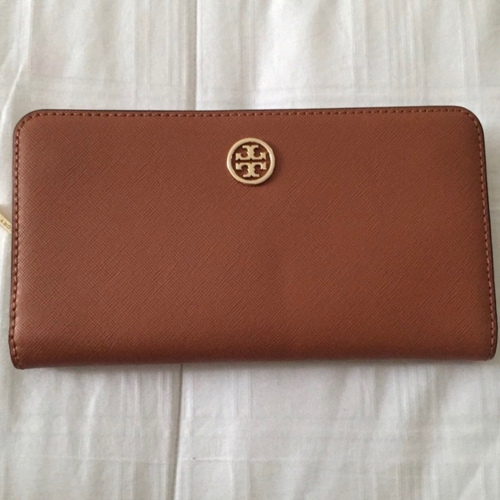 Tory Burch Metallic Hidden Zip Continental Wallet